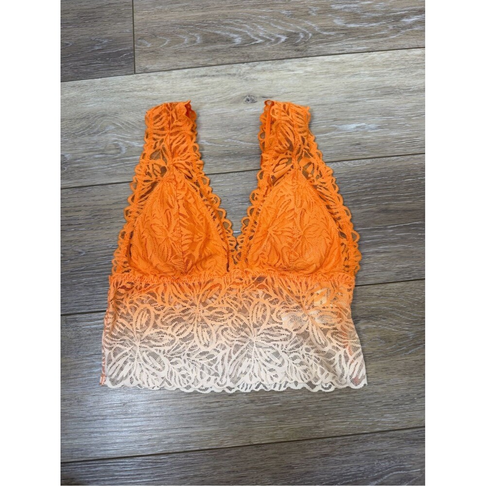 NWT Aerie Lace Bralette features a vibrant orange to cream ombre design Sz XS